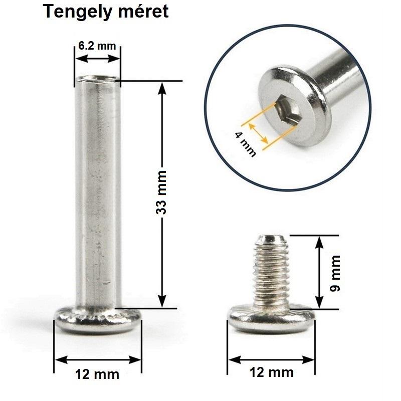 Bőrönd kerékhez tengely 33x6.2 mm nikkel színben1