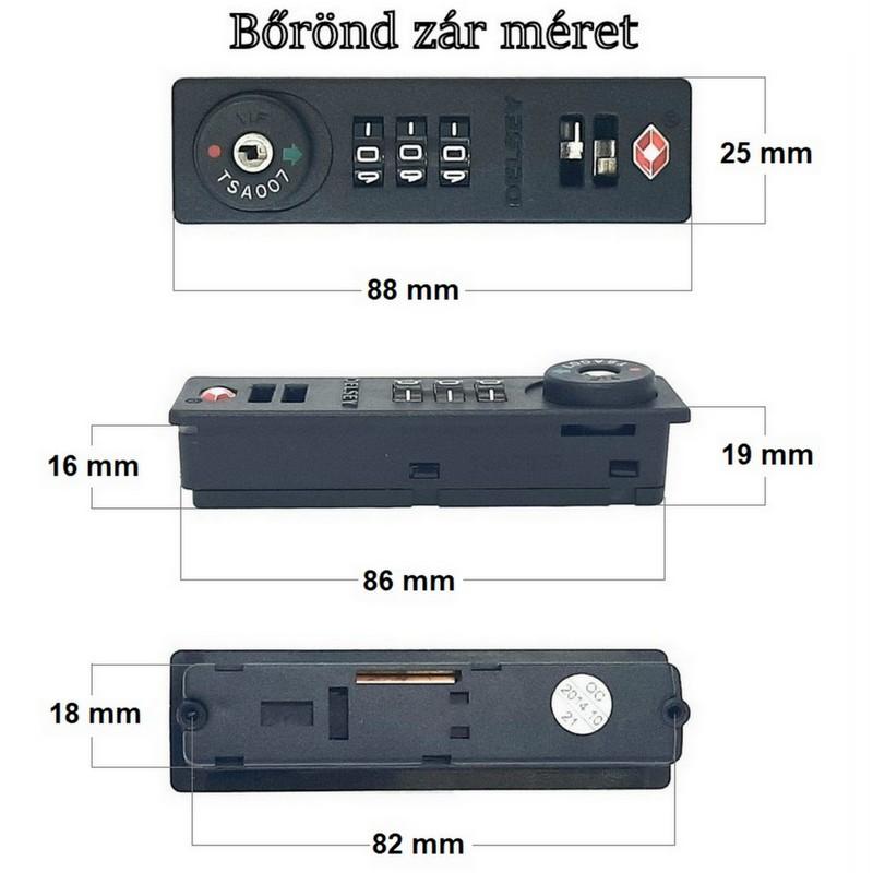 Bőrönd süllyesztett TSA zár, fekete színben ZA2008