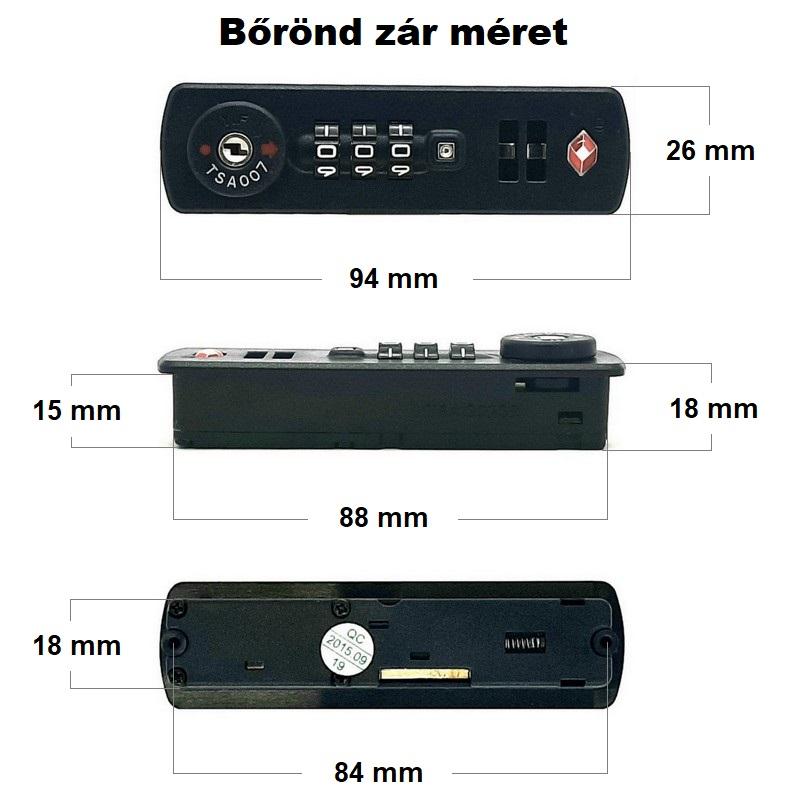 Bőrönd süllyesztett TSA zár, fekete színben1