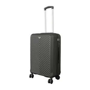 Leonardo Da Vinci közepes méretű bőrönd, négykerekű, TSA számzárral, fekete színben