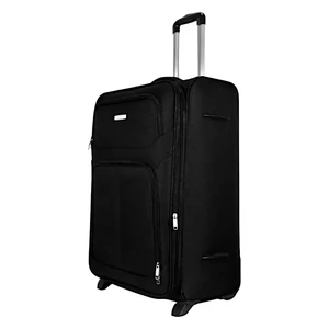 Leonardo Da Vinci nagy méretű bőrönd, bővíthető, kétkerekű, fekete színben