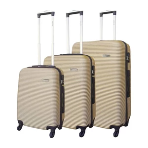 Leonardo Da Vinci 3 db-os Bőrönd Szett Négykerekű Pezsgő Színben 