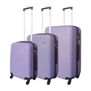 Leonardo Da Vinci 3 db-os Bőrönd Szett Négykerekű Lila Színben 