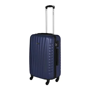 Leonardo Da Vinci közepes méretű bőrönd, négykerekű, sötétkék színben 