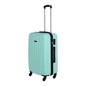 Leonardo Da Vinci közepes méretű bőrönd, négykerekű, mentazöld színben 