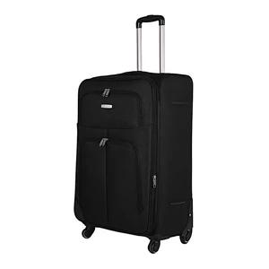 Leonardo Da Vinci nagy méretű bőrönd, bővíthető, négykerekű, fekete színben