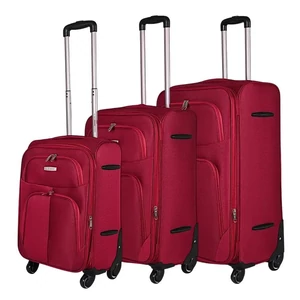 Leonardo Da Vinci bővíthető bőrönd 3 db-os szett, négykerekű, bordó színben 