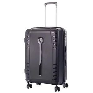 Leonardo Da Vinci közepes méretű polipropilén bőrönd, duplakerekes, TSA számzárral, fekete színben