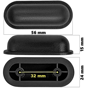 Bőrönd oldaltámasztó 56x15x24 mm, fekete színben