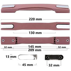 Bőrönd fogantyú 220x25x20mm, rózsaarany-ezüst színben