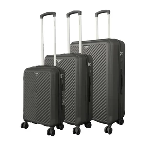 Kép 1/6 - Leonardo Da Vinci 3 db-os bőrönd szett, négykerekű, TSA számzárral, fekete színben