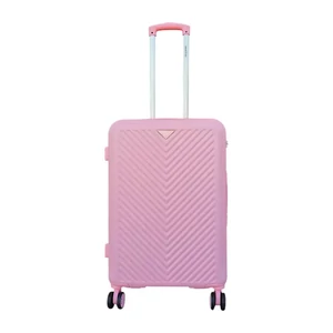 Kép 2/7 - Leonardo Da Vinci közepes méretű bőrönd, négykerekű, TSA számzárral, rózsaszínben