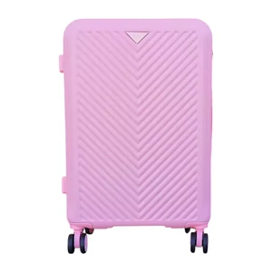 Kép 4/7 - Leonardo Da Vinci közepes méretű bőrönd, négykerekű, TSA számzárral, rózsaszínben