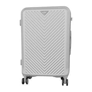 Kép 4/7 - Leonardo Da Vinci közepes méretű bőrönd, négykerekű, TSA számzárral, szürke színben