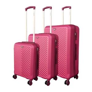 Kép 1/6 - Leonardo Da Vinci 3 db-os bőrönd szett, négykerekű, TSA számzárral, bordó színben