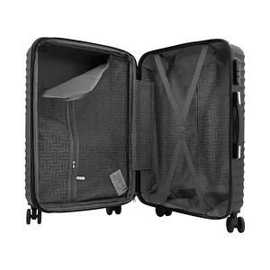 Kép 6/7 - Leonardo Da Vinci nagy méretű bőrönd, bővíthető, négykerekű, fekete színben