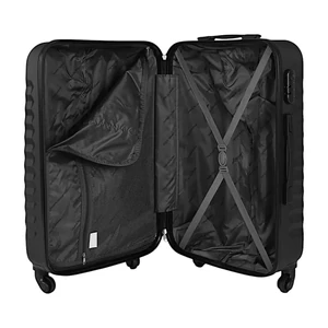 Kép 4/6 - Leonardo Da Vinci közepes méretű bőrönd, négykerekű, fekete színben 