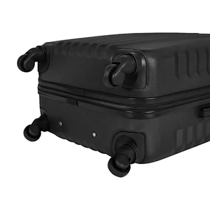 Kép 5/6 - Leonardo Da Vinci közepes méretű bőrönd, négykerekű, fekete színben 