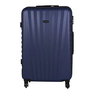 Kép 2/6 - Leonardo Da Vinci nagy méretű bőrönd, négykerekű, sötétkék színben 