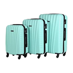 Kép 1/6 - Leonardo Da Vinci bőrönd 3 db-os szett, négykerekű, számzárral, mentazöld színben 