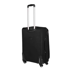 Kép 3/8 - Leonardo Da Vinci közepes méretű bőrönd, bővíthető, négykerekű, fekete színben