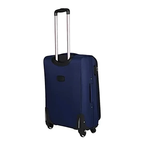 Kép 3/8 - Leonardo Da Vinci közepes méretű bőrönd, bővíthető, négykerekű, sötétkék színben