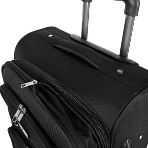 Kép 5/8 - Leonardo Da Vinci közepes méretű bőrönd, bővíthető, négykerekű, sötétkék színben