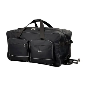 Kép 4/7 - Nagyméretű Fekete Gurulós Utazótáska – Strapabíró Sporttáska 3 Kerékkel