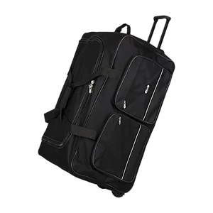 Kép 1/7 - Nagyméretű Fekete Gurulós Utazótáska – Strapabíró Sporttáska 3 Kerékkel