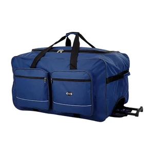 Kép 4/7 - Nagyméretű Kék Gurulós Utazótáska – Strapabíró Sporttáska 3 Kerékkel