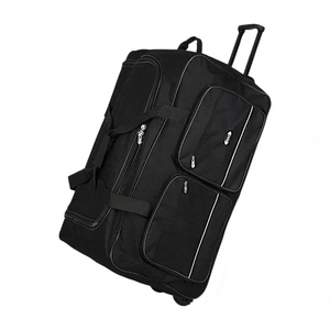 Kép 2/7 - Nagyméretű Fekete Gurulós Utazótáska – Strapabíró Sporttáska 3 Kerékkel
