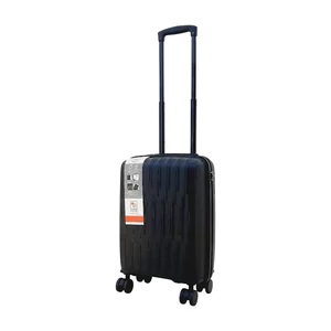 Kép 1/7 - Kis méretű Fekete Polipropilén Bőrönd – 50×35×20 cm Keményfalú Gurulós
