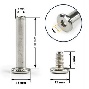 Kép 1/6 - Bőrönd kerékhez tengely 100x8 mm, nikkel színben