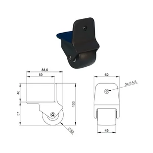 Kép 2/7 - Bőrönd kerék 69x62x103 mm, fekete színben