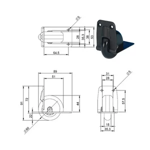 Kép 2/7 - Bőrönd kerék 89x53x91 mm, fekete színben