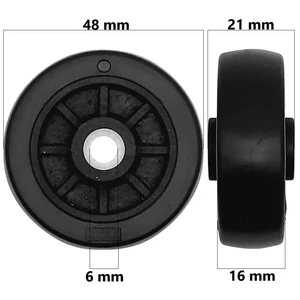 Kép 1/5 - Bőrönd kerék 48x21x6 mm, fekete színben