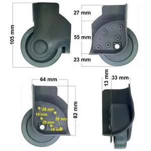 Kép 1/8 - Bőrönd kerék 64x82 mm, szürke színben