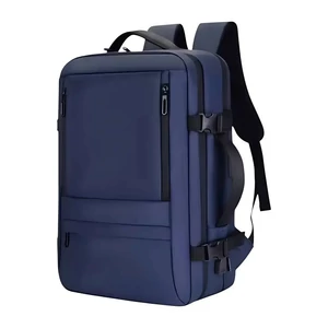 Kép 1/11 - Vízlepergető Laptophátizsák USB Csatlakozóval Sötétkék Színben