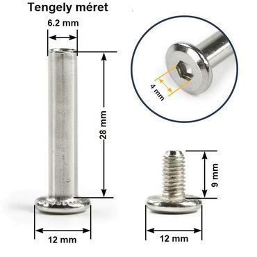Bőrönd kerékhez tengely 28x6.2 mm nikkel színben1