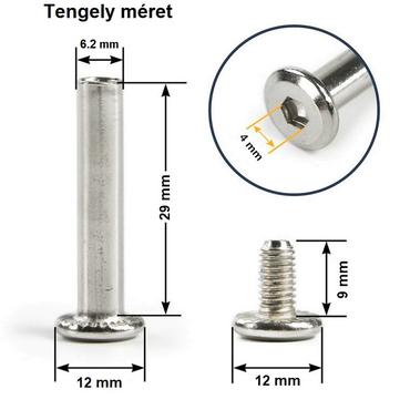 Bőrönd kerékhez tengely 29x6.2 mm nikkel színben1