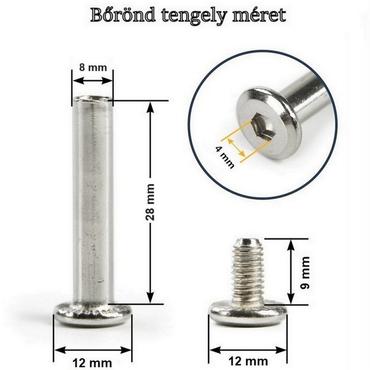 Bőrönd kerékhez tengely 28x8 mm, nikkel színben1