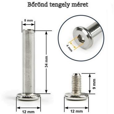 Bőrönd kerékhez tengely 34x8 mm, nikkel színben1
