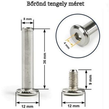 Bőrönd kerékhez tengely 36x8 mm, nikkel színben1