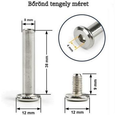 Bőrönd kerékhez tengely 38x8 mm, nikkel színben1