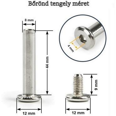 Bőrönd kerékhez tengely 44x8 mm, nikkel színben1