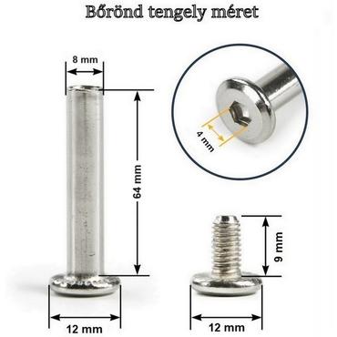 Bőrönd kerékhez tengely 64x8 mm, nikkel színben1
