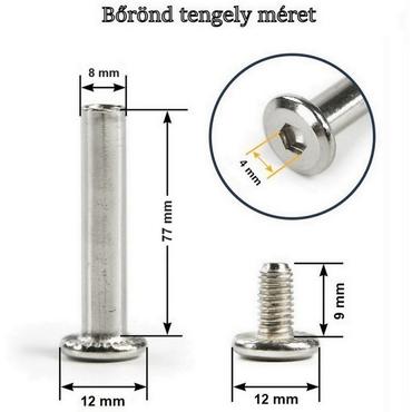 Bőrönd kerékhez tengely 77x8 mm, nikkel színben1