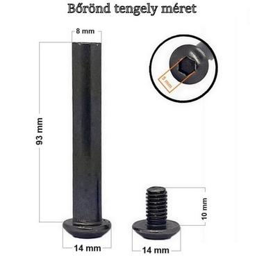 Bőrönd kerékhez tengely 93x8 mm, fekete metál színben1