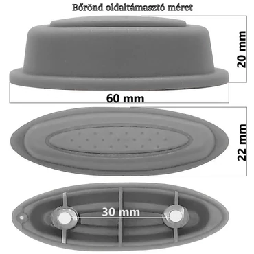 Bőrönd oldaltámasztó 60x20x22 mm, szürke színben E03