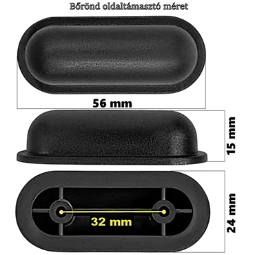 Bőrönd oldaltámasztó 56x15x24 mm, fekete színben E05